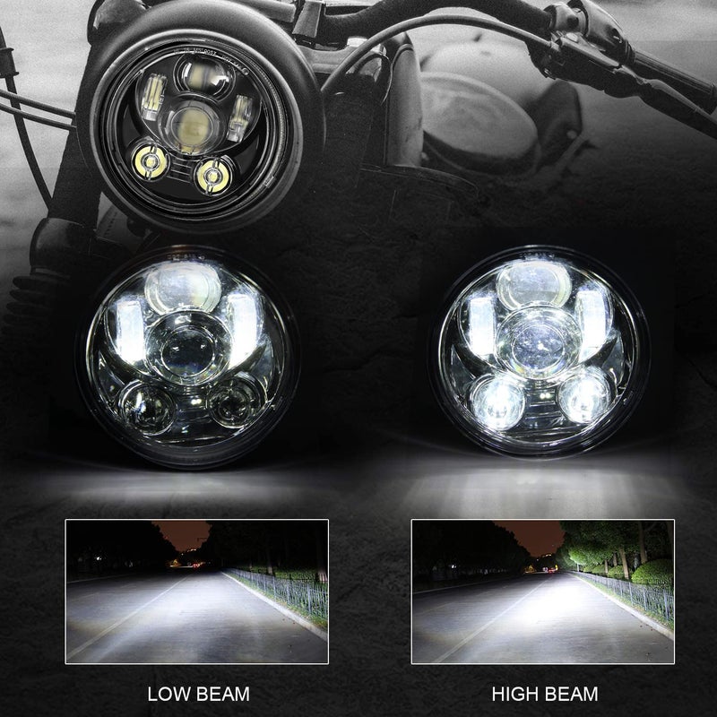 SUNPIE 5-3/4 5.75 inch Black Aluminum Metal Head light Compatible with Sportster, Compatible with H_arley Motorcycles XL883/XL1200 Glide Deuce Street 500/Street 750 - Image 2